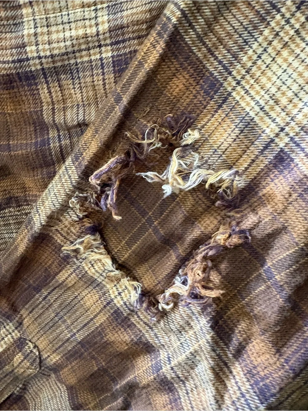 American Eagle Outfitters Brown Plaid Hooded Flannel Shirt